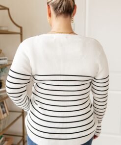 Be Still V-Neck Striped Sweater - Fashion Are Us, LLC