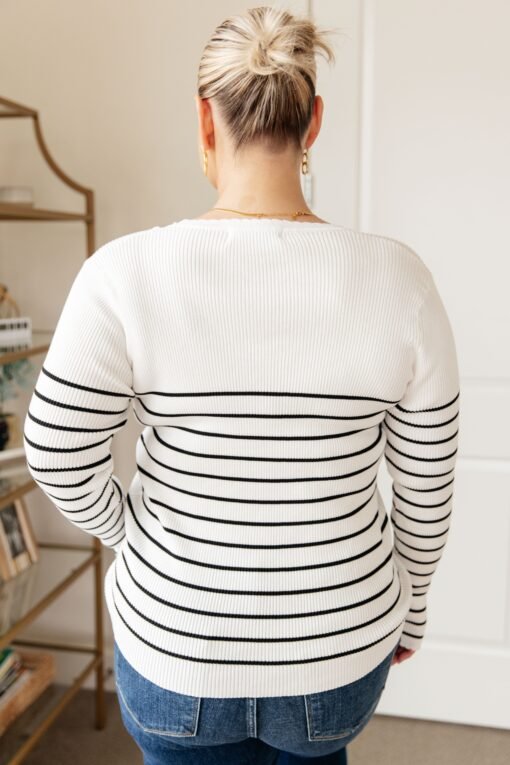 Be Still V-Neck Striped Sweater - Fashion Are Us, LLC